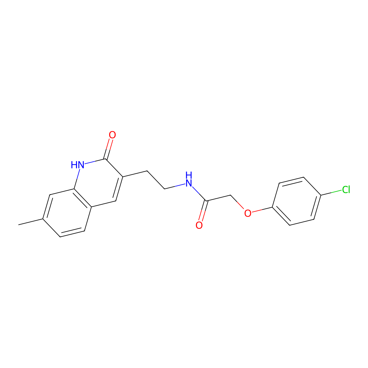 2-(4-chlorophenoxy)-N-(2-(7-methyl-2-oxo-1,2-dihydroquinolin-3-yl)ethyl)acetamide molecular structure, CAS 851404-49-4