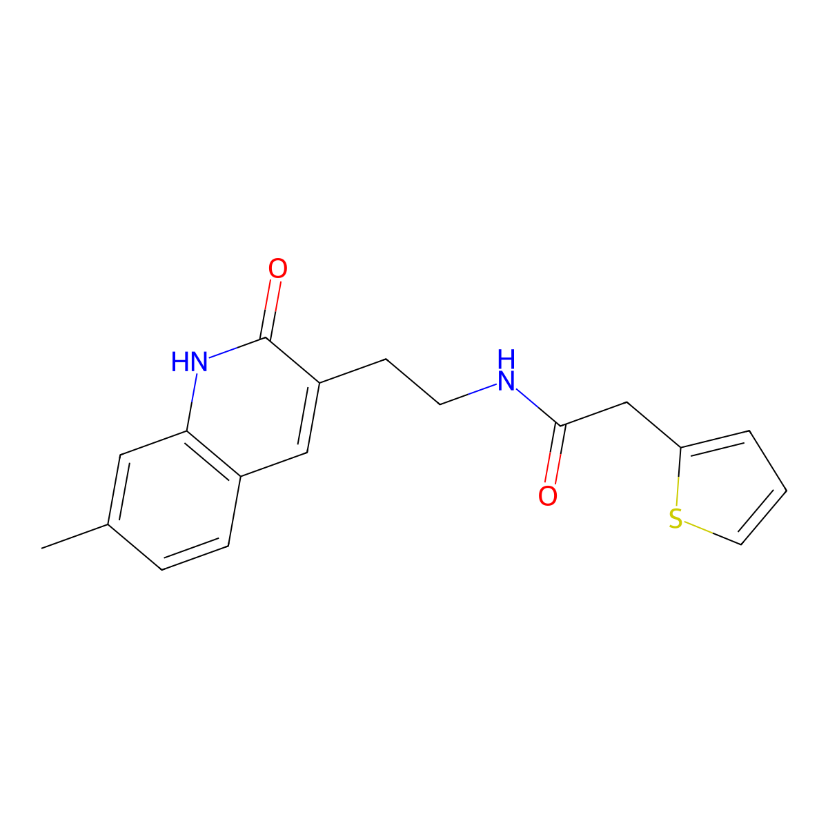 N-[2-(7-methyl-2-oxo-1H-quinolin-3-yl)ethyl]-2-thiophen-2-ylacetamide molecular structure, CAS 851404-54-1