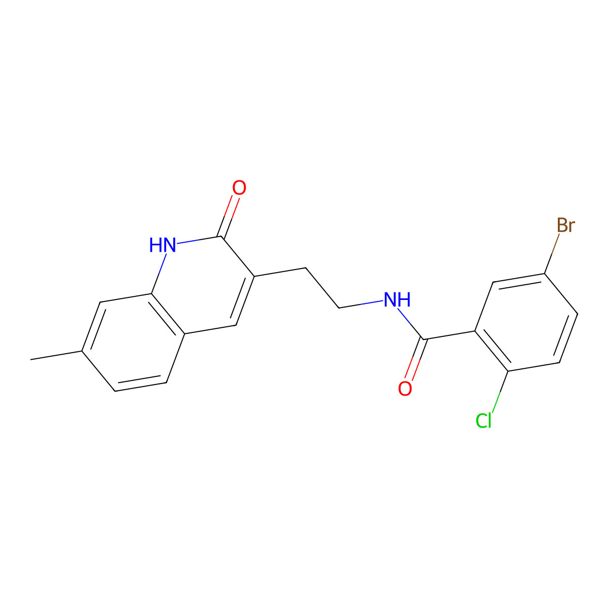 5-bromo-2-chloro-N-[2-(7-methyl-2-oxo-1H-quinolin-3-yl)ethyl]benzamide molecular structure, CAS 851404-55-2