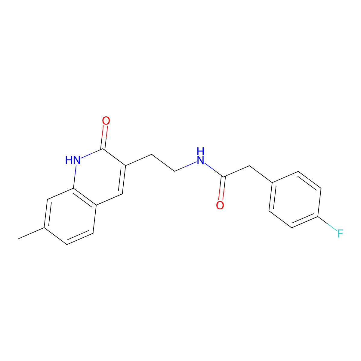 2-(4-fluorophenyl)-N-[2-(7-methyl-2-oxo-1H-quinolin-3-yl)ethyl]acetamide molecular structure, CAS 851404-63-2
