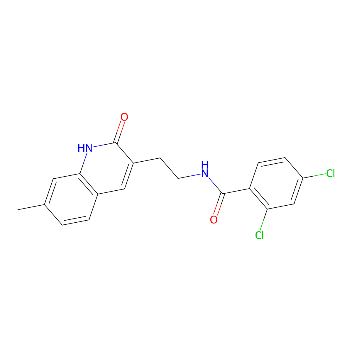 2,4-dichloro-N-[2-(7-methyl-2-oxo-1H-quinolin-3-yl)ethyl]benzamide molecular structure, CAS 851404-70-1
