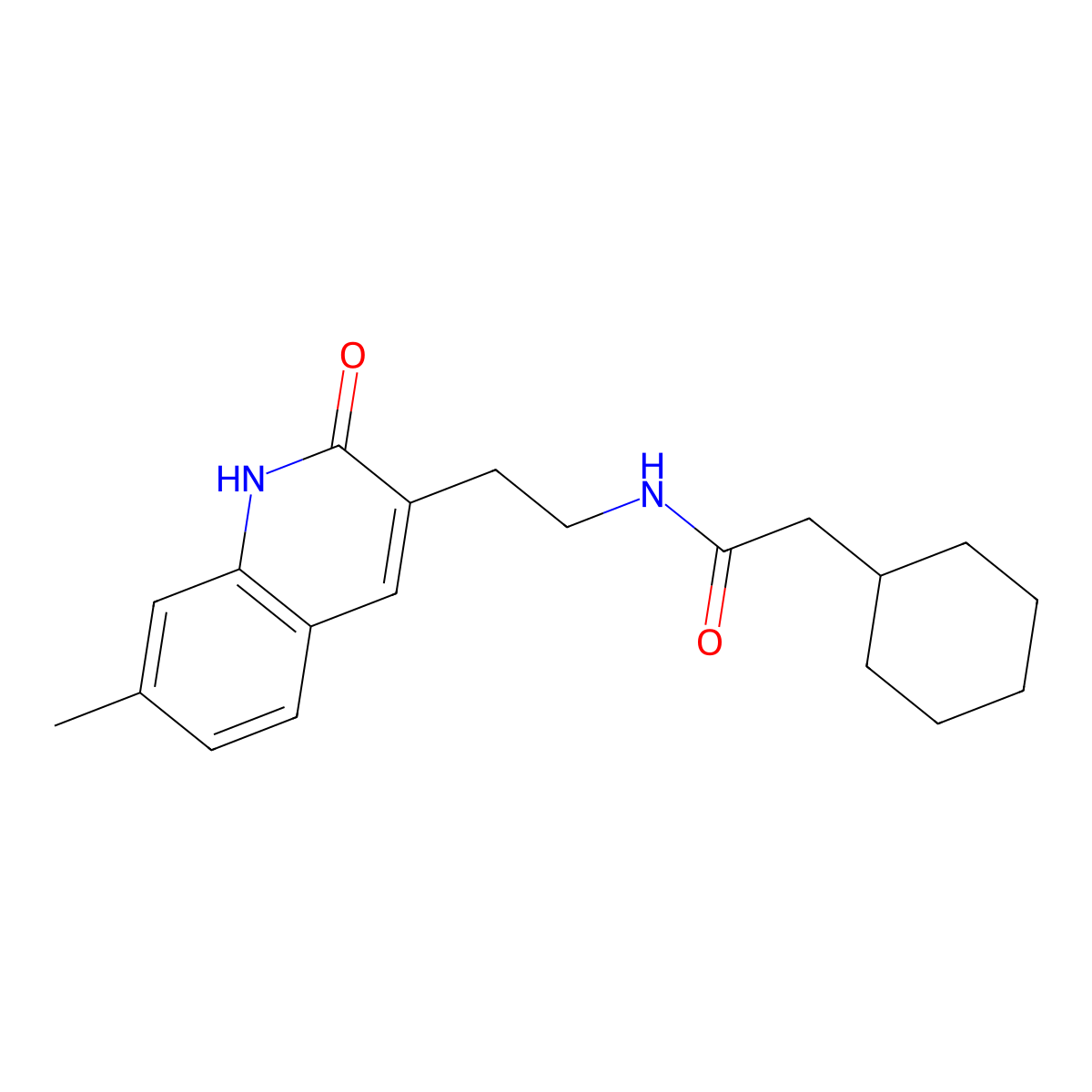 2-cyclohexyl-N-(2-(7-methyl-2-oxo-1,2-dihydroquinolin-3-yl)ethyl)acetamide molecular structure, CAS 851404-74-5