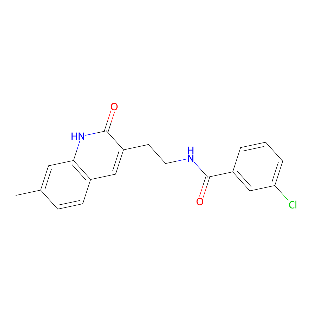 3-chloro-N-[2-(7-methyl-2-oxo-1H-quinolin-3-yl)ethyl]benzamide molecular structure, CAS 851404-75-6