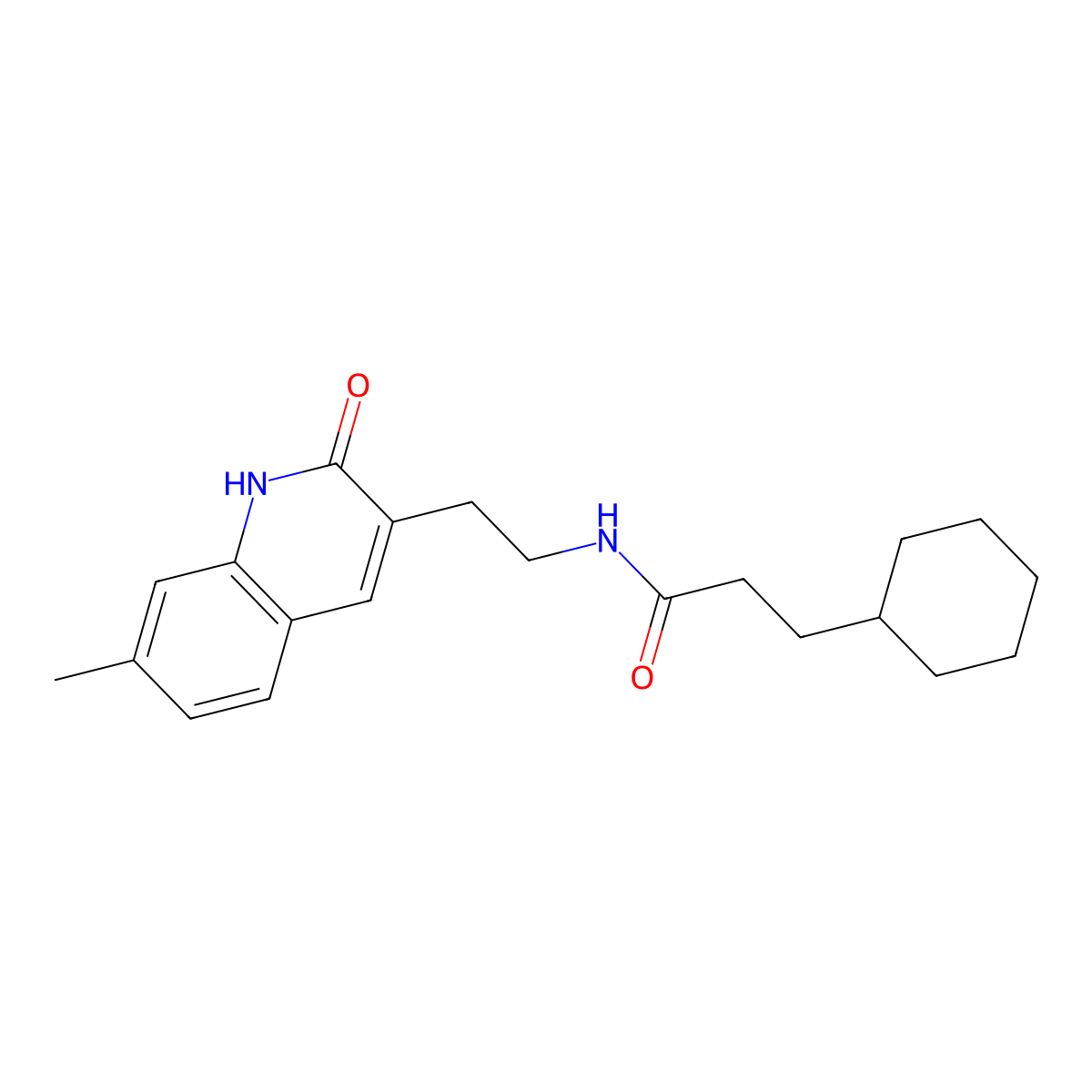3-cyclohexyl-N-[2-(7-methyl-2-oxo-1H-quinolin-3-yl)ethyl]propanamide molecular structure, CAS 851404-90-5