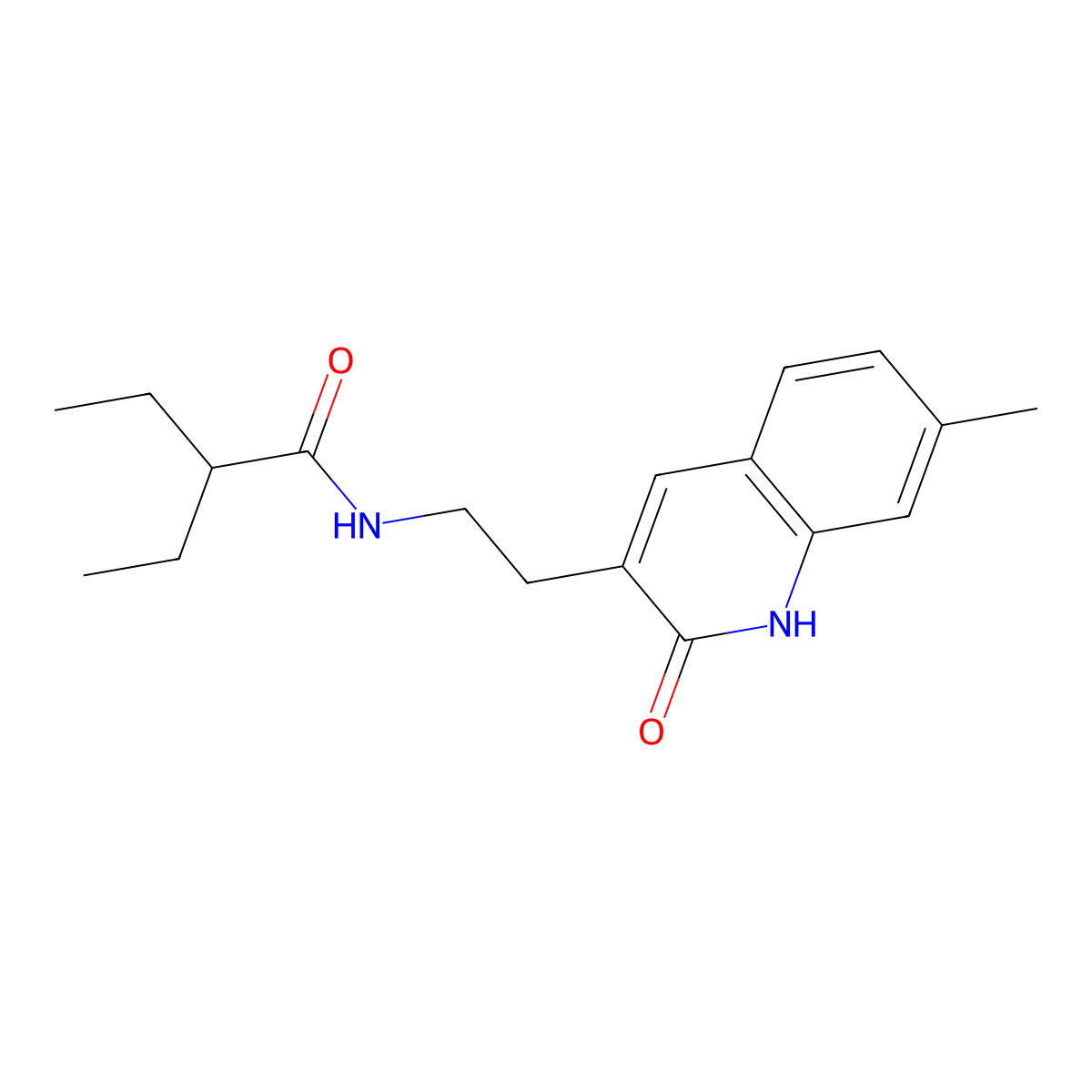 2-ethyl-N-[2-(7-methyl-2-oxo-1H-quinolin-3-yl)ethyl]butanamide molecular structure, CAS 851404-95-0