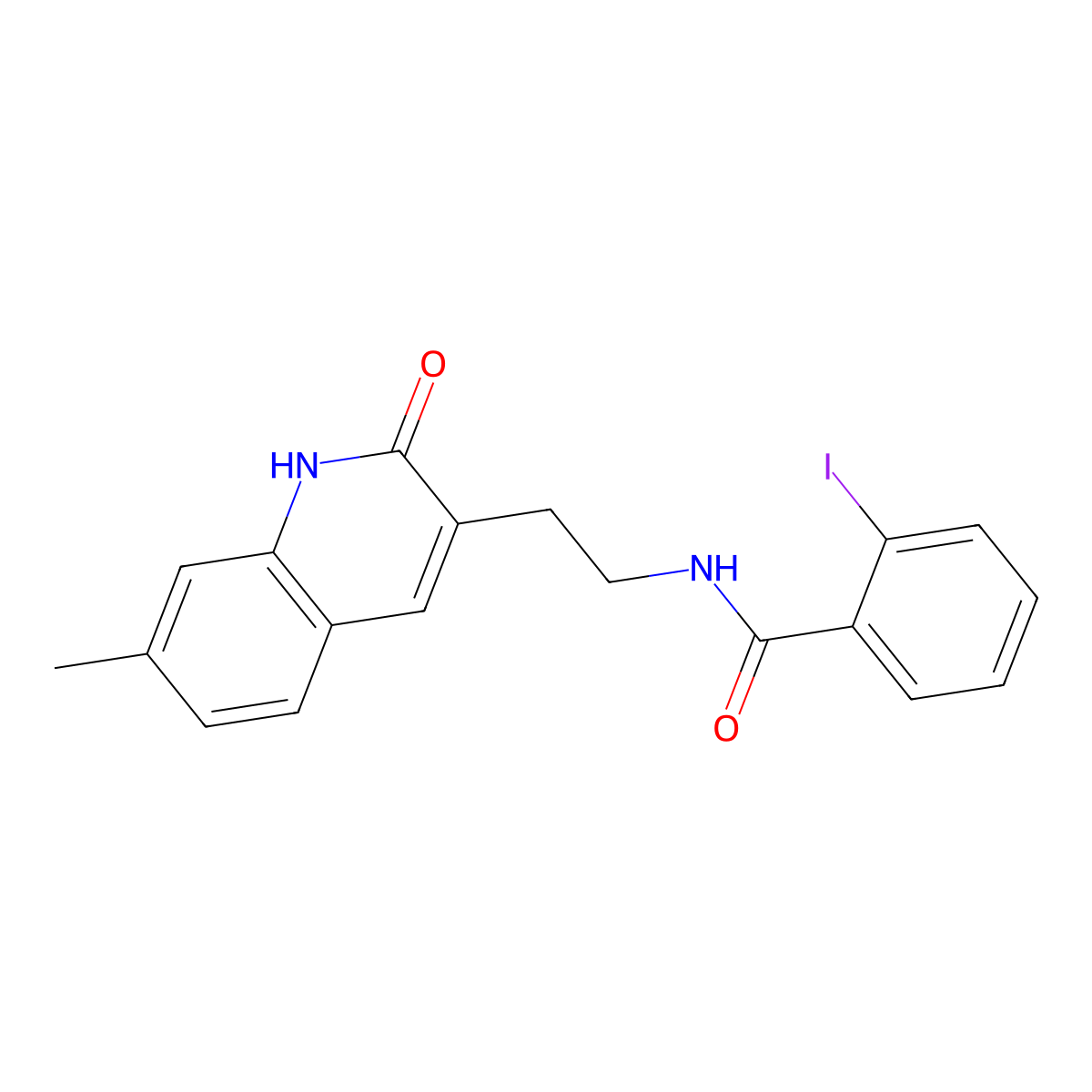 2-iodo-N-[2-(7-methyl-2-oxo-1H-quinolin-3-yl)ethyl]benzamide molecular structure, CAS 851404-98-3