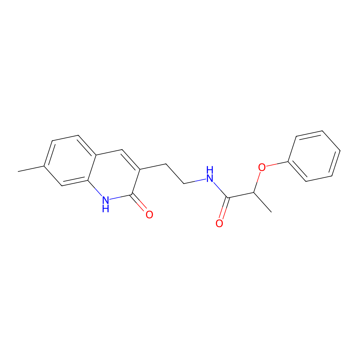 N-[2-(7-methyl-2-oxo-1H-quinolin-3-yl)ethyl]-2-phenoxypropanamide molecular structure, CAS 851405-08-8