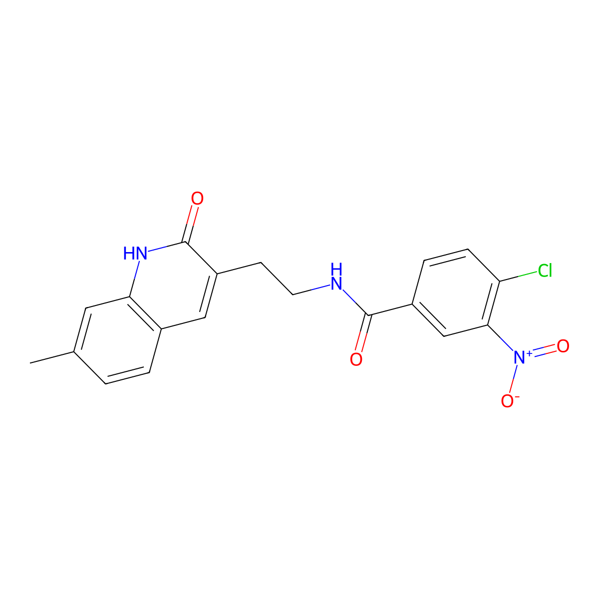 4-chloro-N-(2-(7-methyl-2-oxo-1,2-dihydroquinolin-3-yl)ethyl)-3-nitrobenzamide molecular structure, CAS 851405-10-2