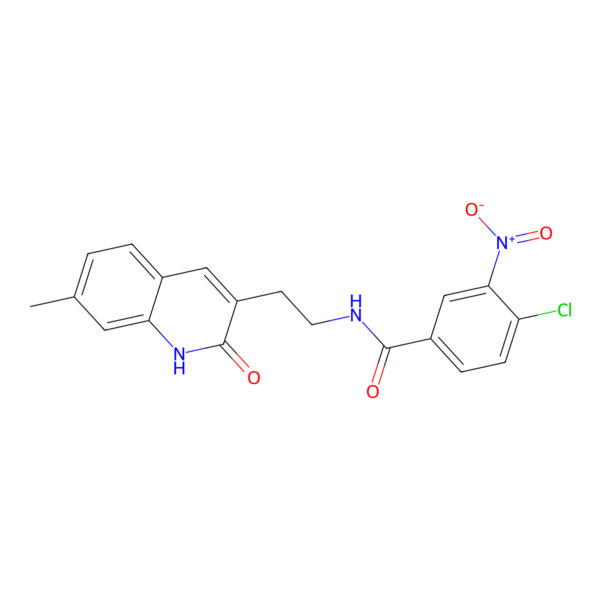 4-chloro-N-(2-(7-methyl-2-oxo-1,2-dihydroquinolin-3-yl)ethyl)-3-nitrobenzamide molecular structure, CAS 851405-10-2