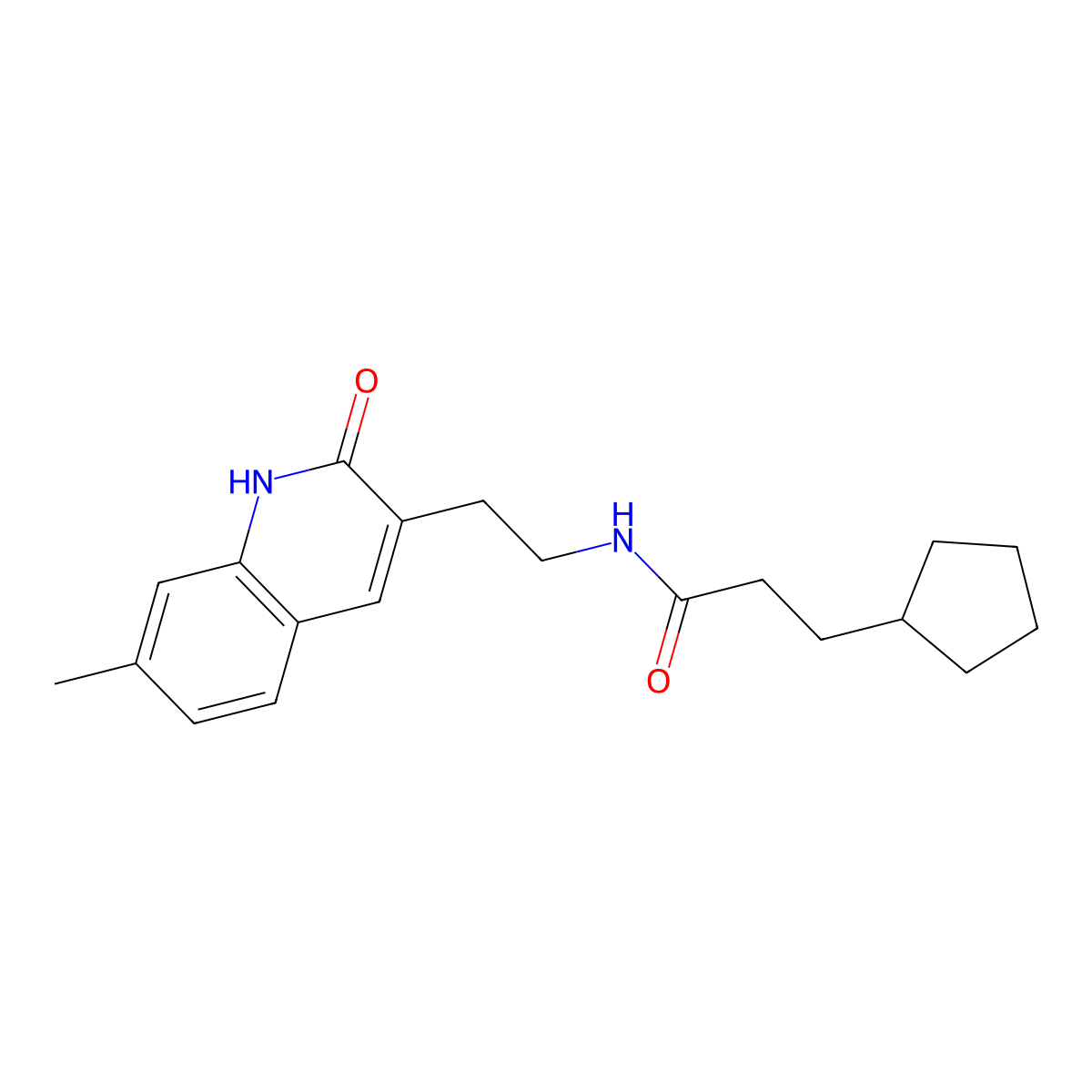 3-cyclopentyl-N-(2-(7-methyl-2-oxo-1,2-dihydroquinolin-3-yl)ethyl)propanamide molecular structure, CAS 851405-17-9