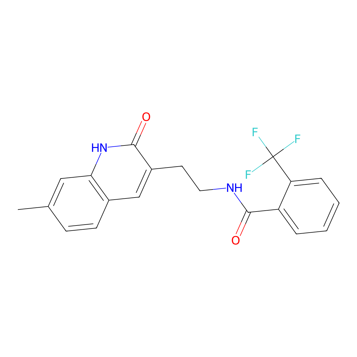 N-(2-(7-methyl-2-oxo-1,2-dihydroquinolin-3-yl)ethyl)-2-(trifluoromethyl)benzamide molecular structure, CAS 851405-21-5