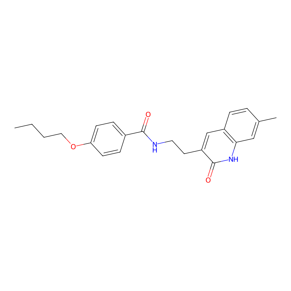 4-butoxy-N-(2-(7-methyl-2-oxo-1,2-dihydroquinolin-3-yl)ethyl)benzamide molecular structure, CAS 851405-22-6
