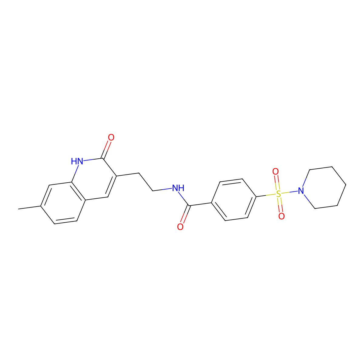 N-[2-(7-methyl-2-oxo-1H-quinolin-3-yl)ethyl]-4-piperidin-1-ylsulfonylbenzamide molecular structure, CAS 851405-26-0