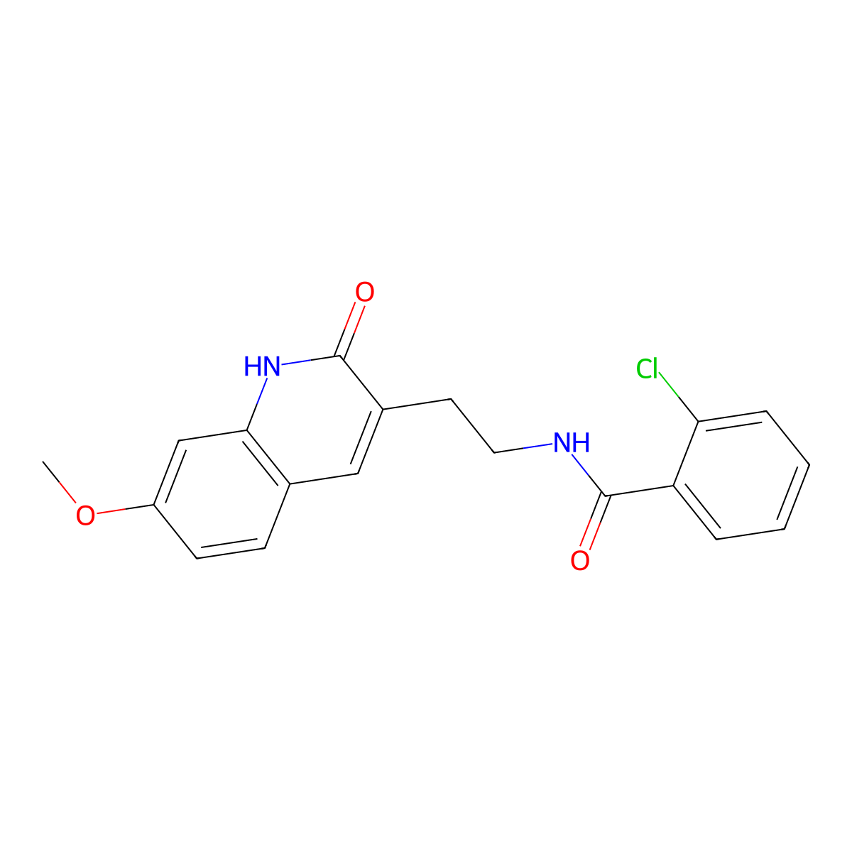 2-chloro-N-[2-(7-methoxy-2-oxo-1H-quinolin-3-yl)ethyl]benzamide molecular structure, CAS 851405-48-6