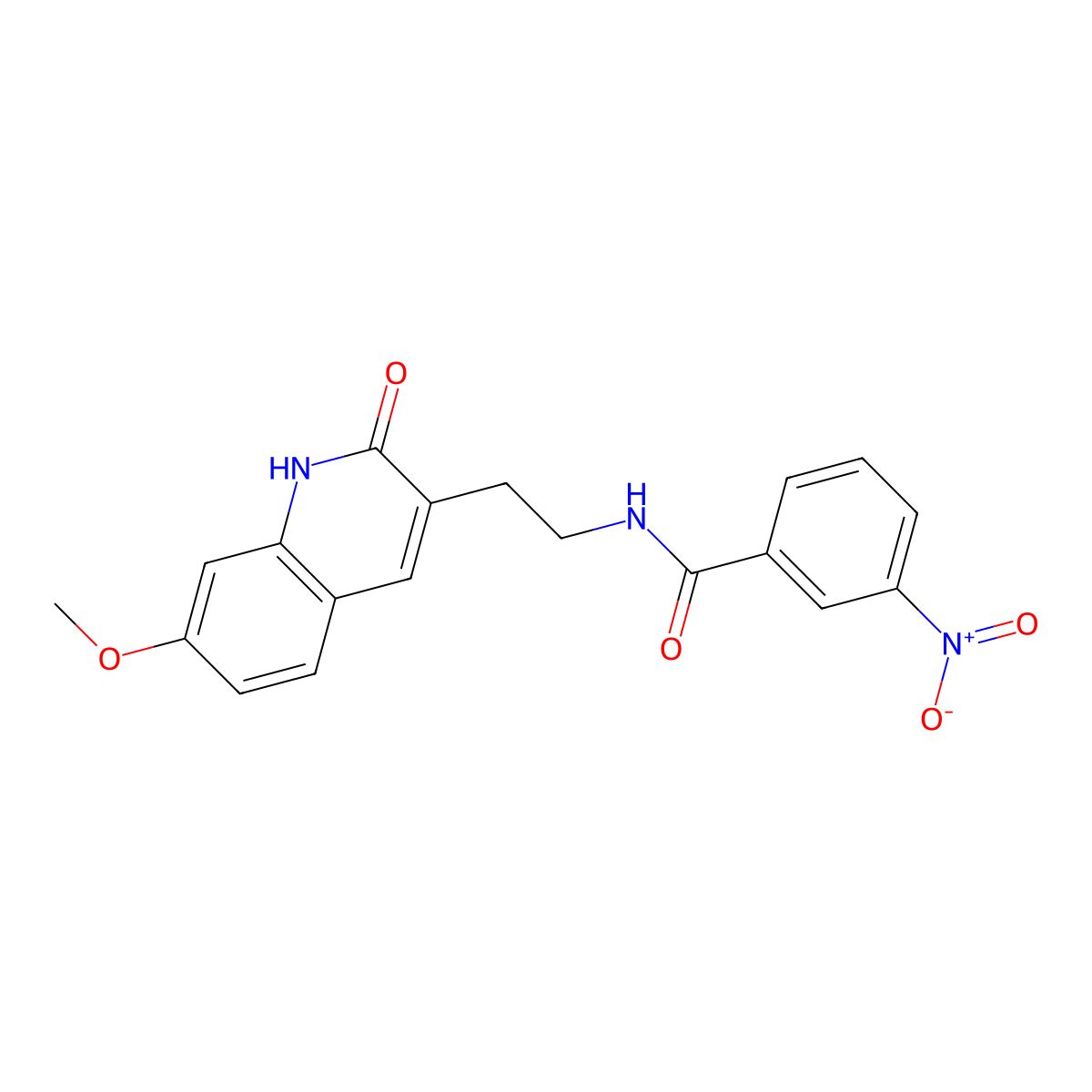 N-[2-(7-methoxy-2-oxo-1H-quinolin-3-yl)ethyl]-3-nitrobenzamide molecular structure, CAS 851405-50-0
