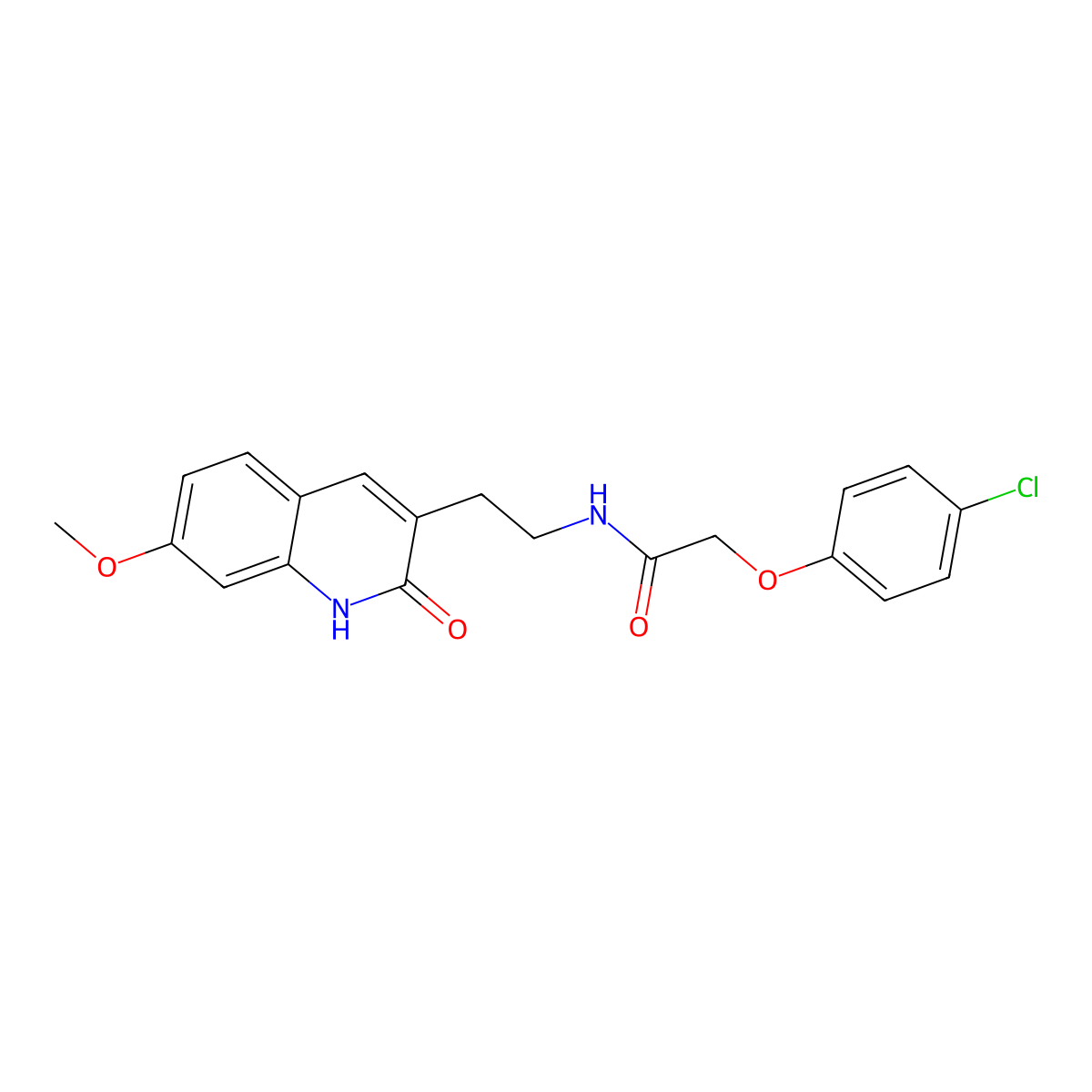 2-(4-chlorophenoxy)-N-(2-(7-methoxy-2-oxo-1,2-dihydroquinolin-3-yl)ethyl)acetamide molecular structure, CAS 851405-52-2