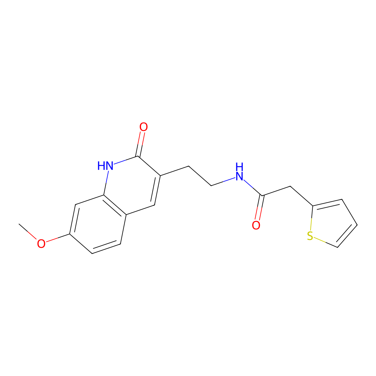 N-(2-(7-methoxy-2-oxo-1,2-dihydroquinolin-3-yl)ethyl)-2-(thiophen-2-yl)acetamide molecular structure, CAS 851405-57-7