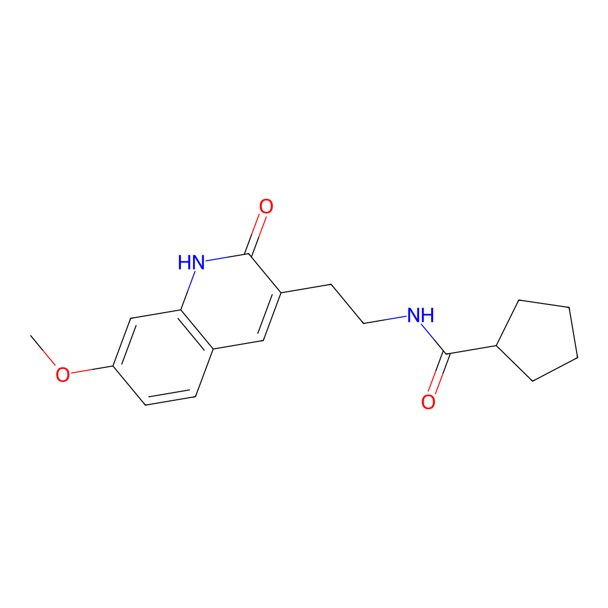 N-[2-(7-methoxy-2-oxo-1H-quinolin-3-yl)ethyl]cyclopentanecarboxamide molecular structure, CAS 851405-60-2