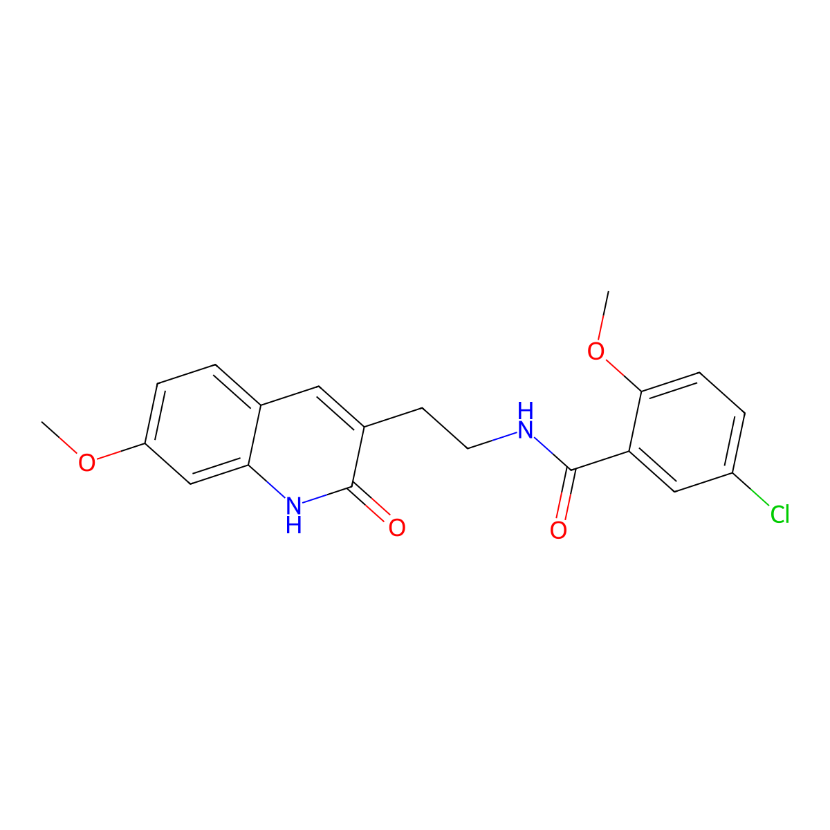 5-chloro-2-methoxy-N-[2-(7-methoxy-2-oxo-1H-quinolin-3-yl)ethyl]benzamide molecular structure, CAS 851405-61-3