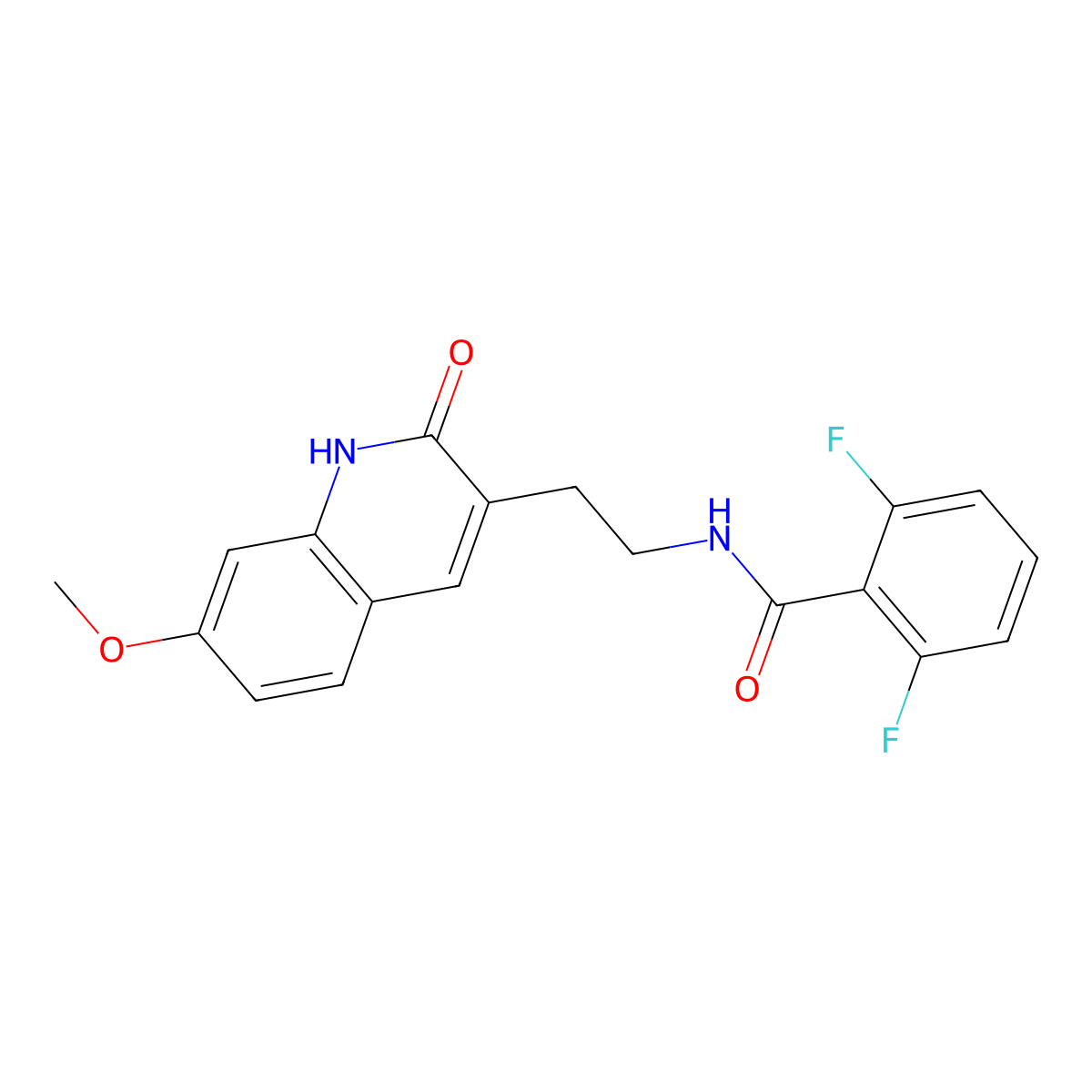 2,6-difluoro-N-(2-(7-methoxy-2-oxo-1,2-dihydroquinolin-3-yl)ethyl)benzamide molecular structure, CAS 851405-62-4