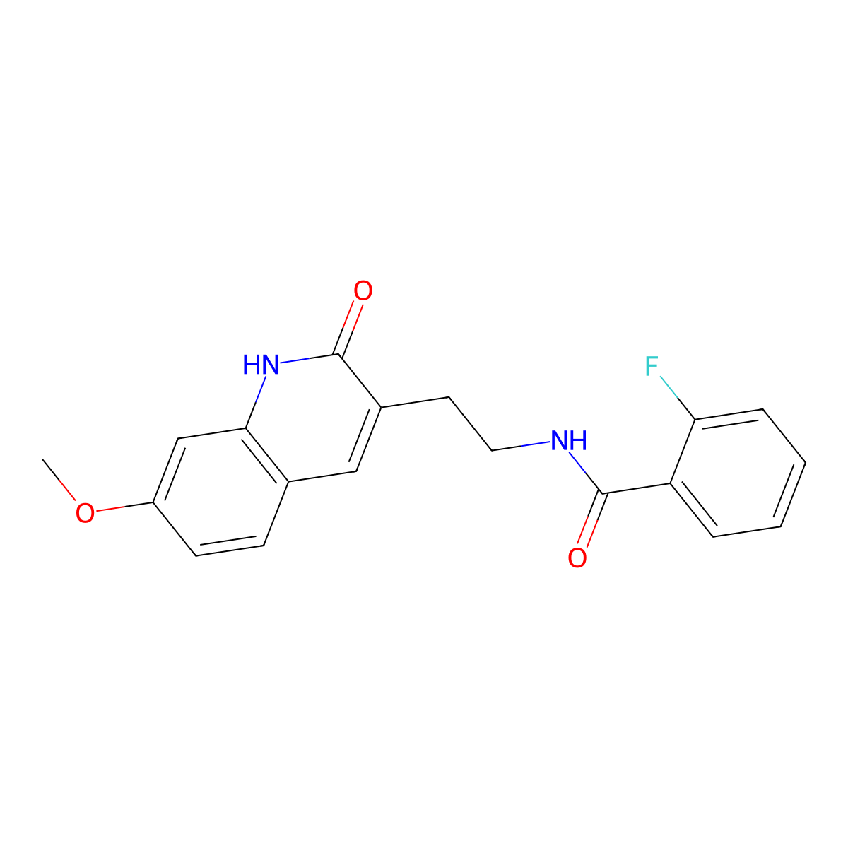 2-fluoro-N-[2-(7-methoxy-2-oxo-1H-quinolin-3-yl)ethyl]benzamide molecular structure, CAS 851405-65-7