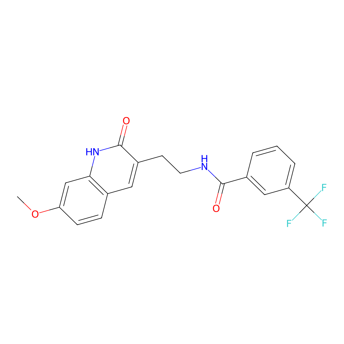 N-(2-(7-methoxy-2-oxo-1,2-dihydroquinolin-3-yl)ethyl)-3-(trifluoromethyl)benzamide molecular structure, CAS 851405-66-8