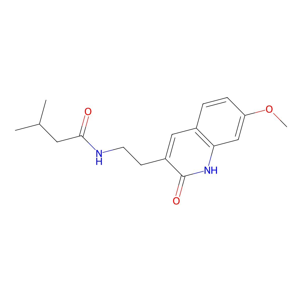 N-(2-(7-methoxy-2-oxo-1,2-dihydroquinolin-3-yl)ethyl)-3-methylbutanamide molecular structure, CAS 851405-72-6