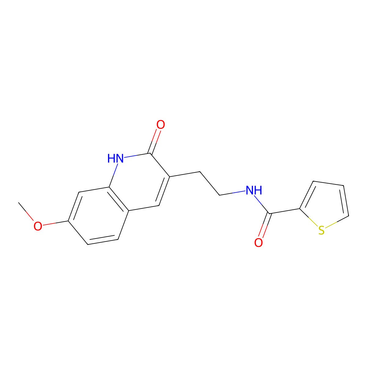 N-(2-(7-methoxy-2-oxo-1,2-dihydroquinolin-3-yl)ethyl)thiophene-2-carboxamide molecular structure, CAS 851405-73-7