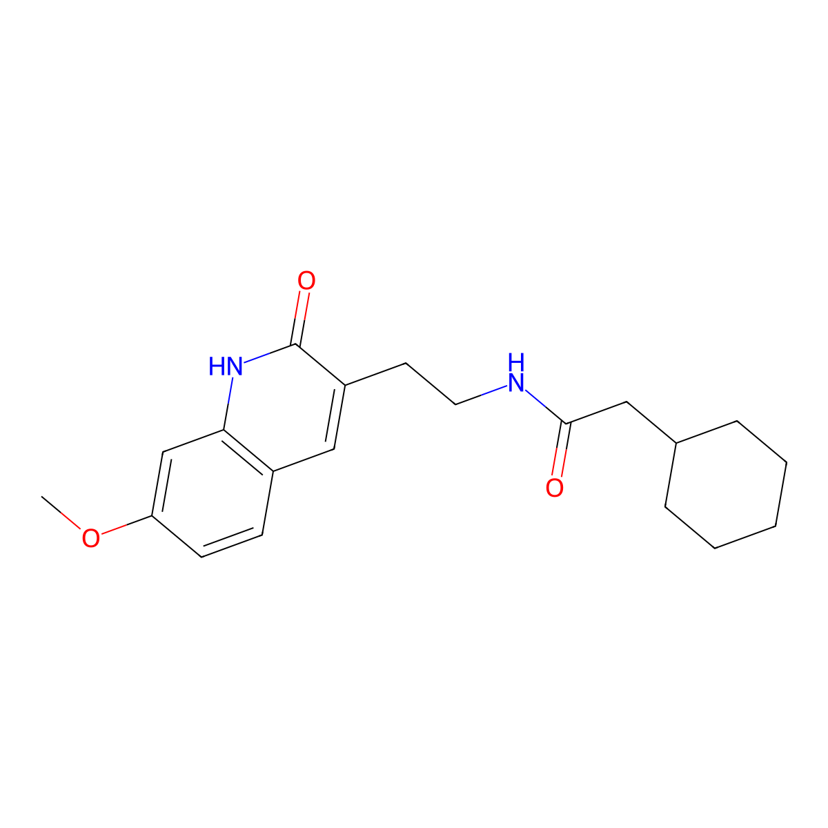 2-cyclohexyl-N-(2-(7-methoxy-2-oxo-1,2-dihydroquinolin-3-yl)ethyl)acetamide molecular structure, CAS 851405-74-8