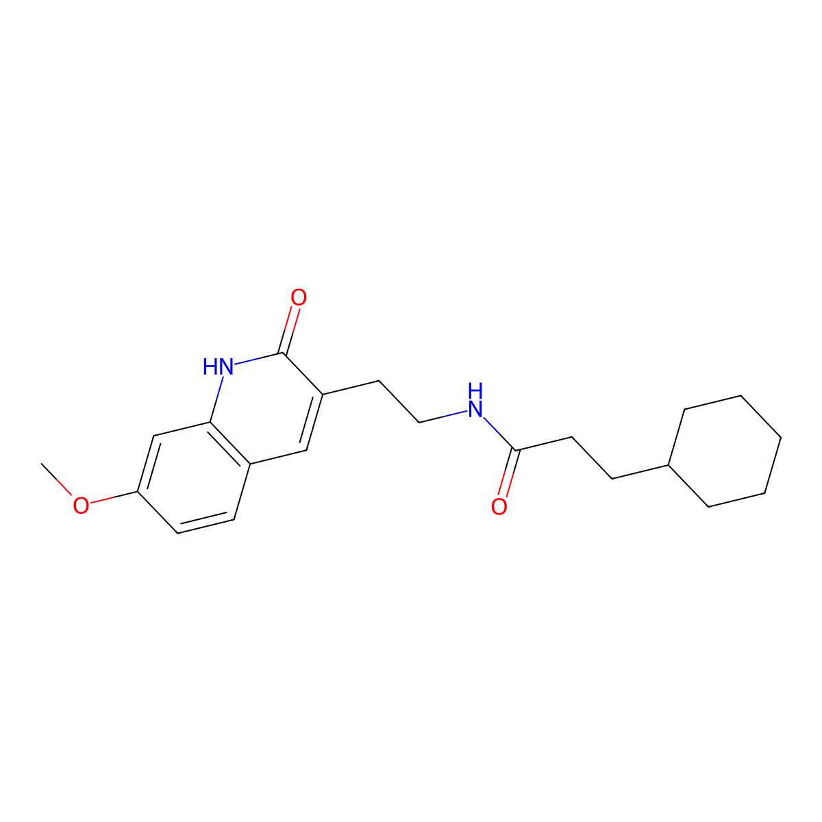 3-cyclohexyl-N-(2-(7-methoxy-2-oxo-1,2-dihydroquinolin-3-yl)ethyl)propanamide molecular structure, CAS 851405-89-5