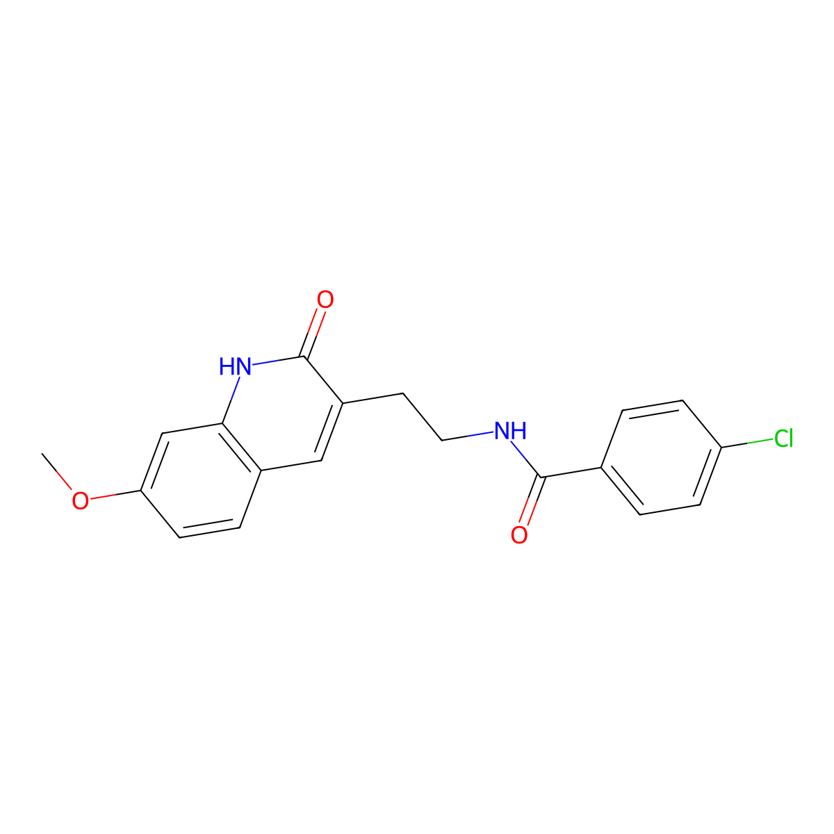 4-chloro-N-[2-(7-methoxy-2-oxo-1H-quinolin-3-yl)ethyl]benzamide molecular structure, CAS 851405-90-8