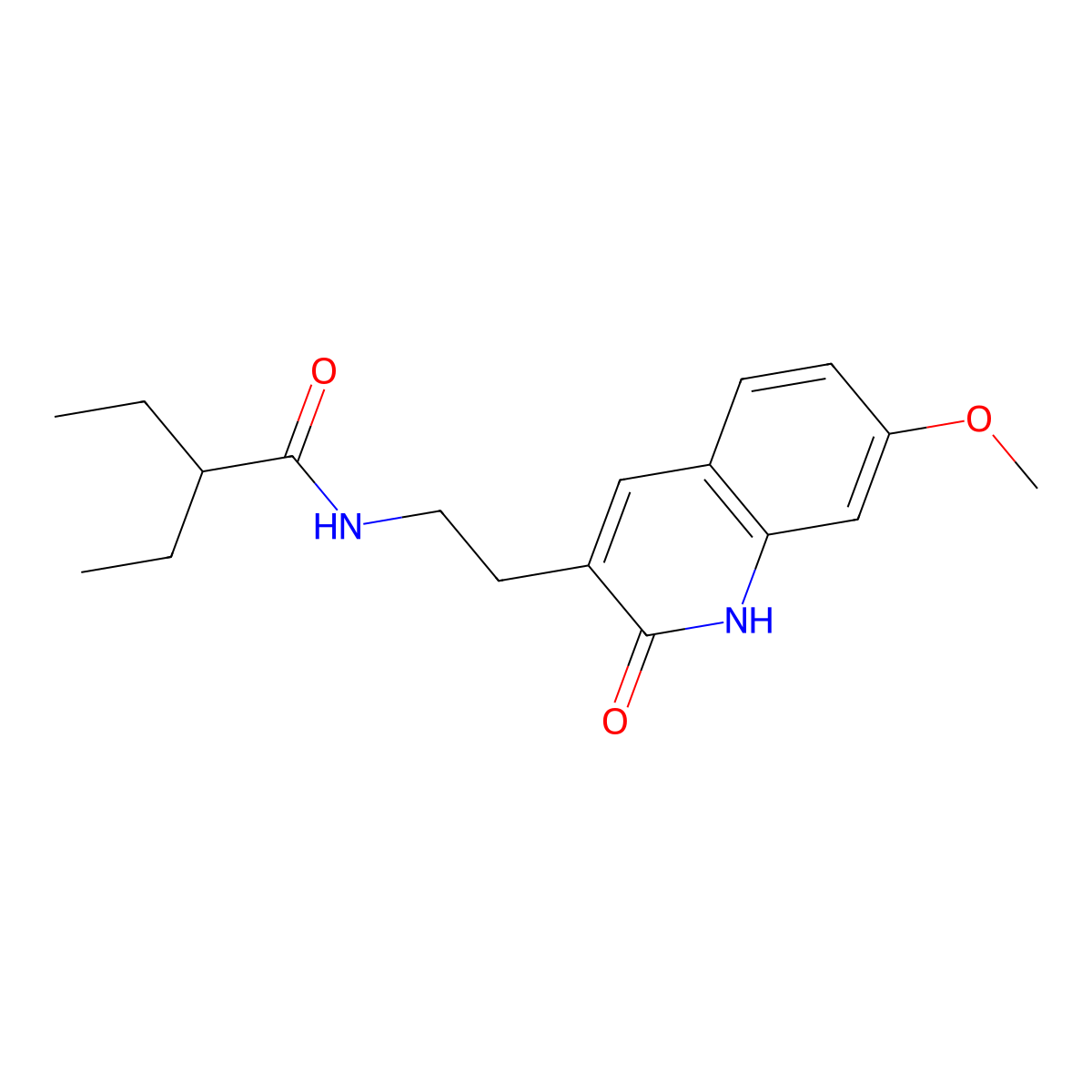 2-ethyl-N-[2-(7-methoxy-2-oxo-1H-quinolin-3-yl)ethyl]butanamide molecular structure, CAS 851405-94-2