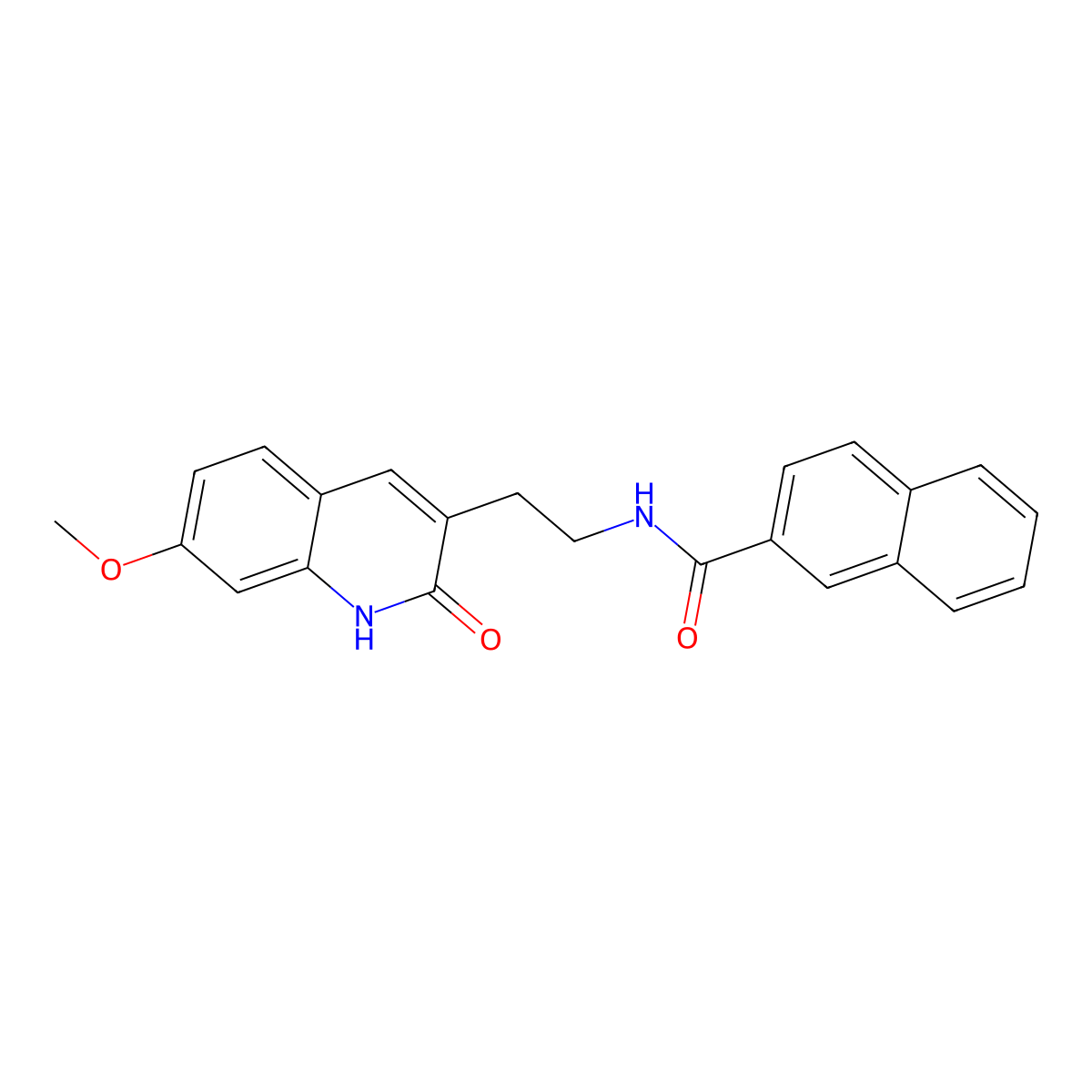 N-[2-(7-methoxy-2-oxo-1H-quinolin-3-yl)ethyl]naphthalene-2-carboxamide molecular structure, CAS 851406-01-4