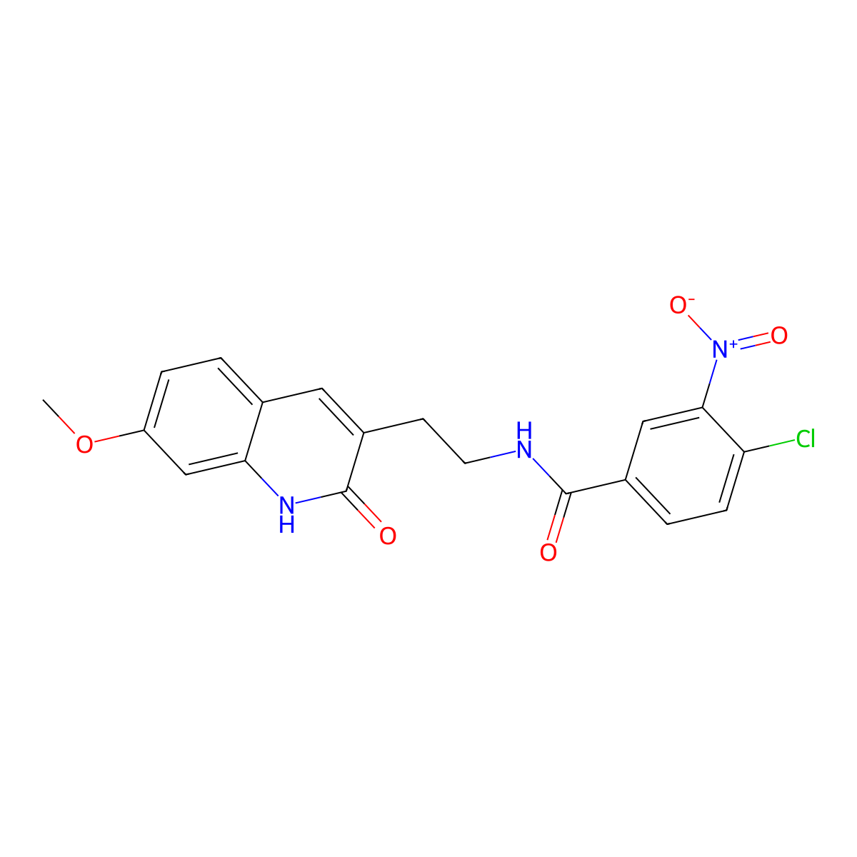 4-chloro-N-[2-(7-methoxy-2-oxo-1H-quinolin-3-yl)ethyl]-3-nitrobenzamide molecular structure, CAS 851406-07-0