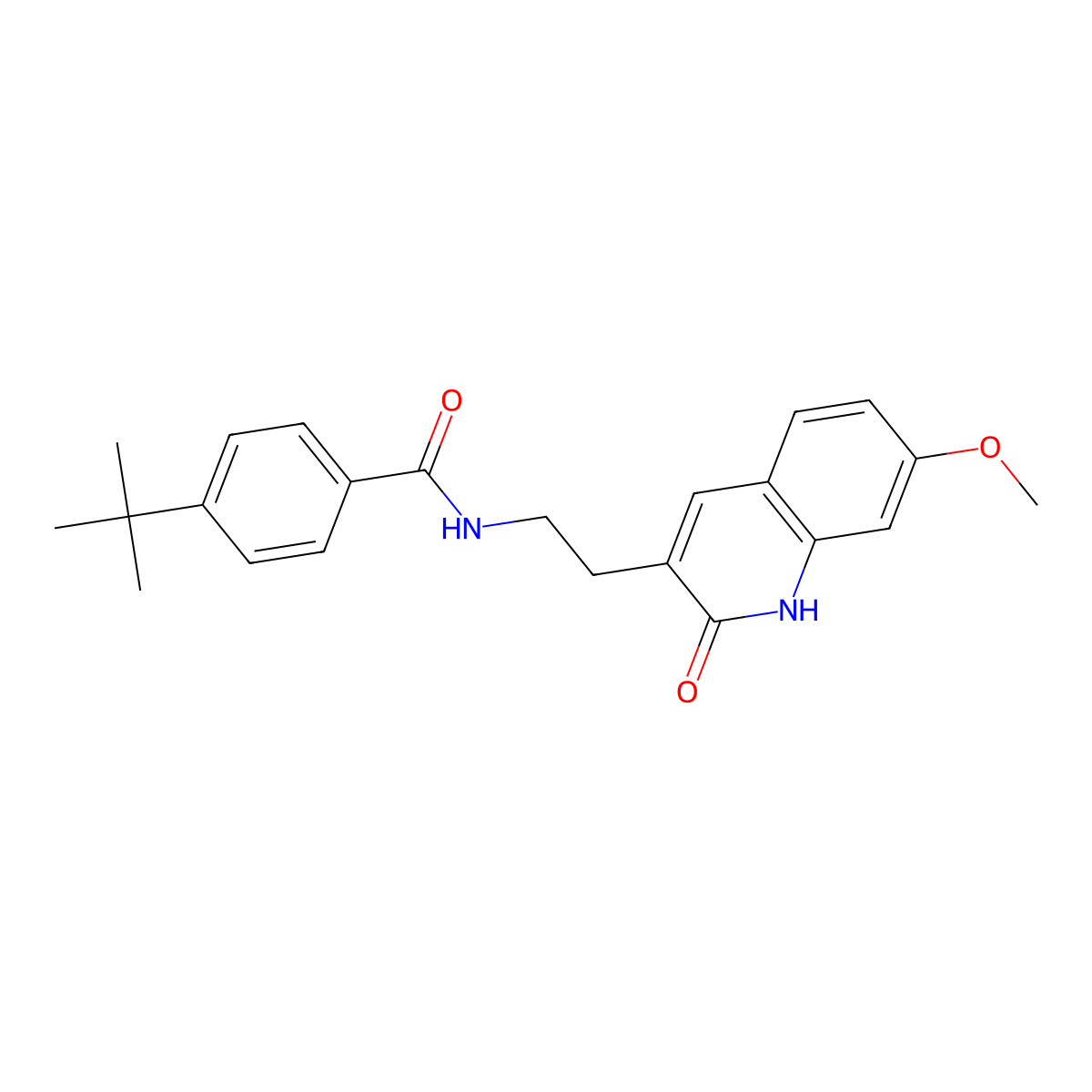 4-tert-butyl-N-[2-(7-methoxy-2-oxo-1H-quinolin-3-yl)ethyl]benzamide molecular structure, CAS 851406-08-1
