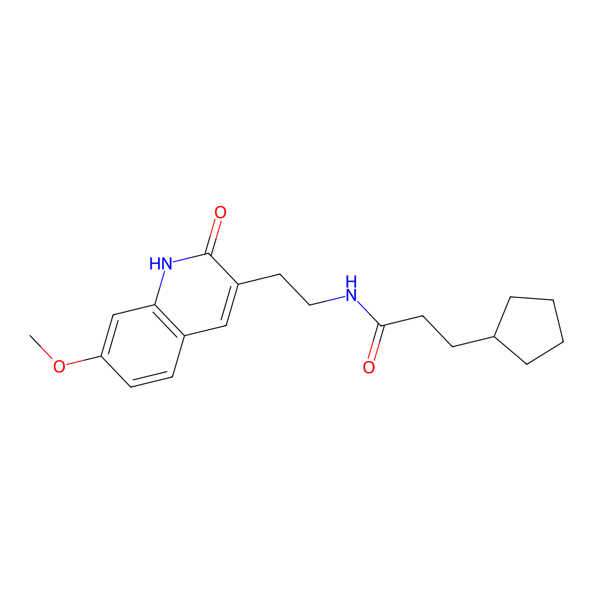 3-cyclopentyl-N-(2-(7-methoxy-2-oxo-1,2-dihydroquinolin-3-yl)ethyl)propanamide molecular structure, CAS 851406-14-9