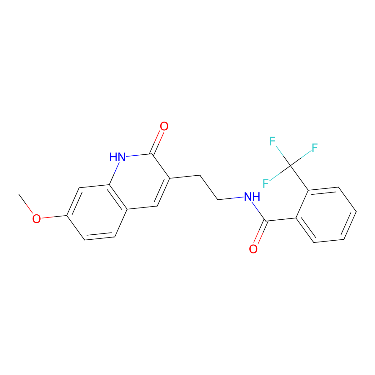 N-[2-(7-methoxy-2-oxo-1H-quinolin-3-yl)ethyl]-2-(trifluoromethyl)benzamide molecular structure, CAS 851406-18-3