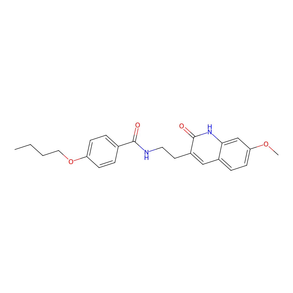4-butoxy-N-(2-(7-methoxy-2-oxo-1,2-dihydroquinolin-3-yl)ethyl)benzamide molecular structure, CAS 851406-19-4