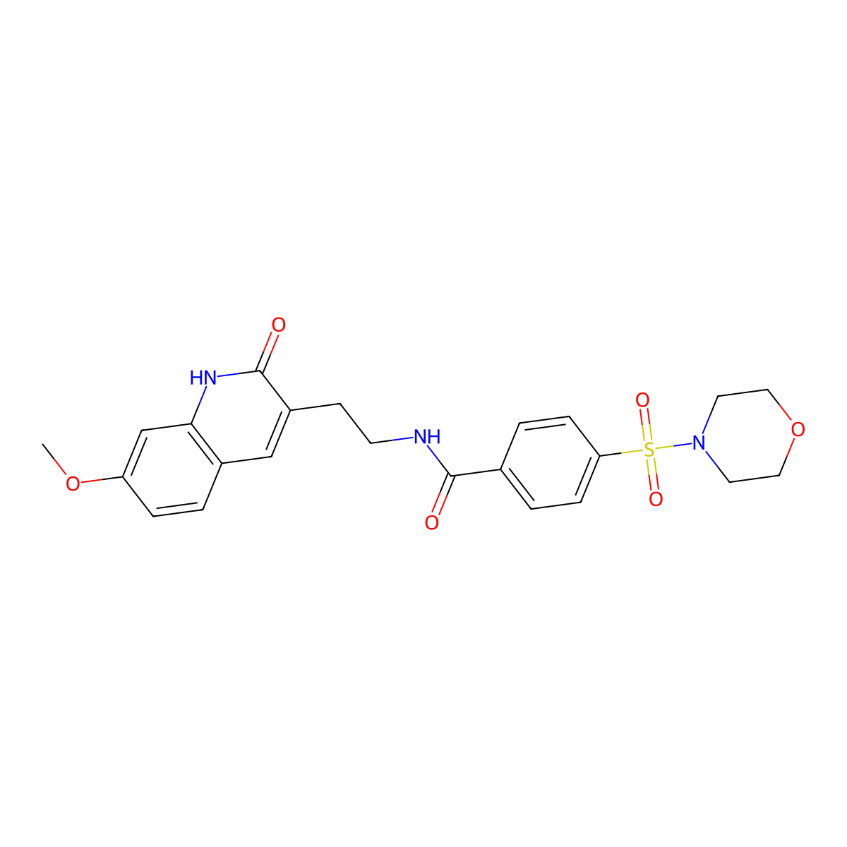 N-[2-(7-methoxy-2-oxo-1H-quinolin-3-yl)ethyl]-4-morpholin-4-ylsulfonylbenzamide molecular structure, CAS 851406-24-1