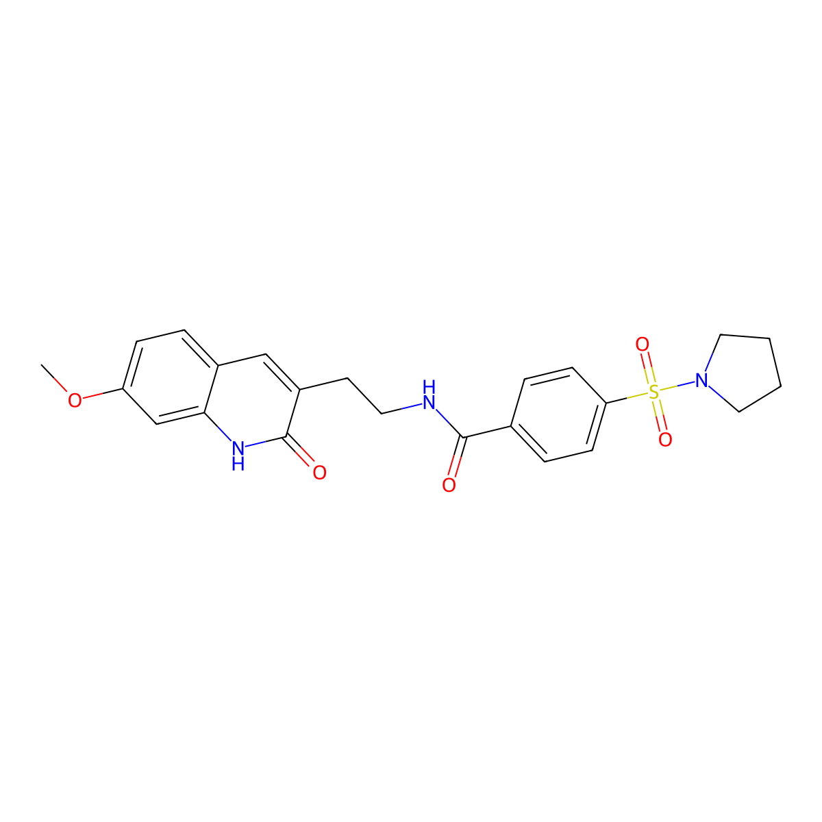 N-[2-(7-methoxy-2-oxo-1H-quinolin-3-yl)ethyl]-4-pyrrolidin-1-ylsulfonylbenzamide molecular structure, CAS 851406-25-2