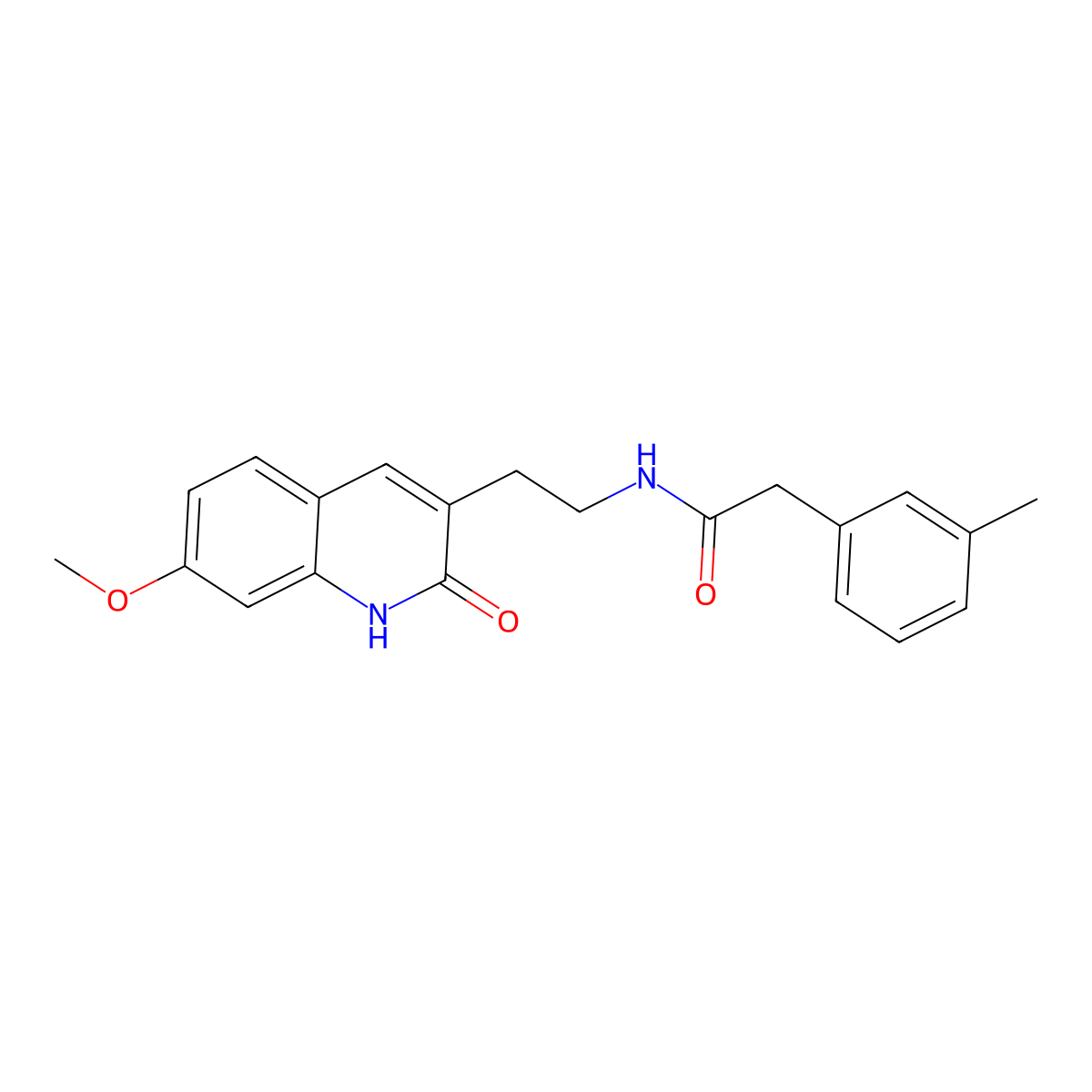 N-[2-(7-methoxy-2-oxo-1H-quinolin-3-yl)ethyl]-2-(3-methylphenyl)acetamide molecular structure, CAS 851406-27-4