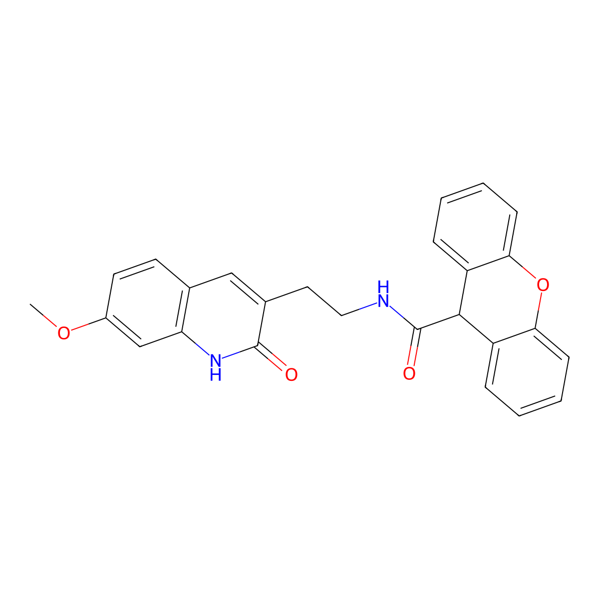 N-[2-(7-methoxy-2-oxo-1H-quinolin-3-yl)ethyl]-9H-xanthene-9-carboxamide molecular structure, CAS 851406-29-6