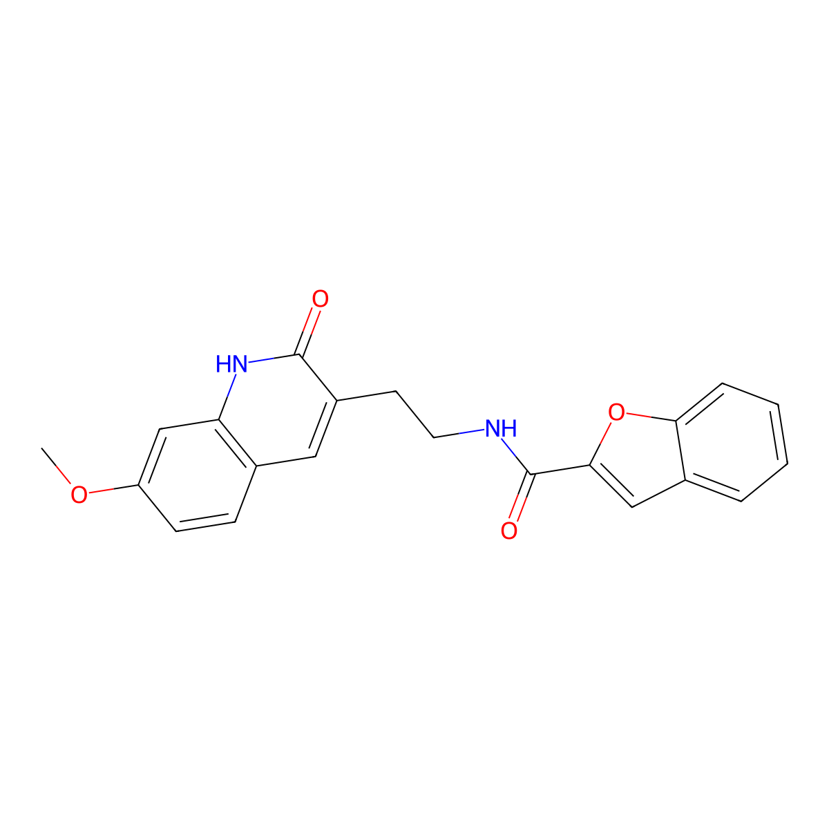 N-(2-(7-methoxy-2-oxo-1,2-dihydroquinolin-3-yl)ethyl)benzofuran-2-carboxamide molecular structure, CAS 851406-32-1