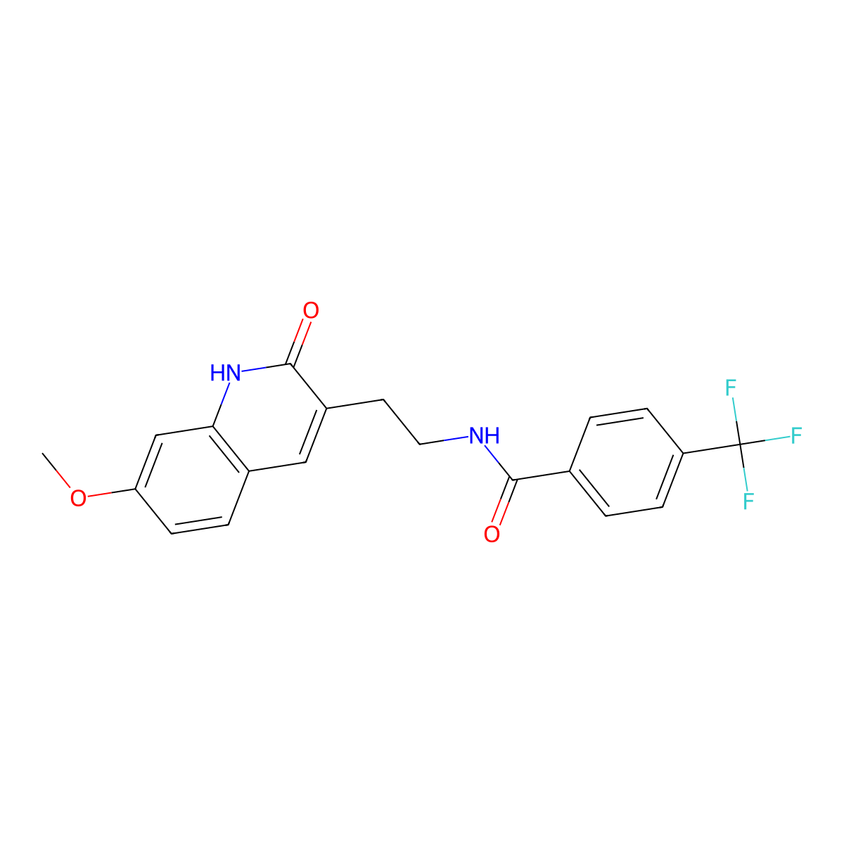 N-[2-(7-methoxy-2-oxo-1H-quinolin-3-yl)ethyl]-4-(trifluoromethyl)benzamide molecular structure, CAS 851406-34-3