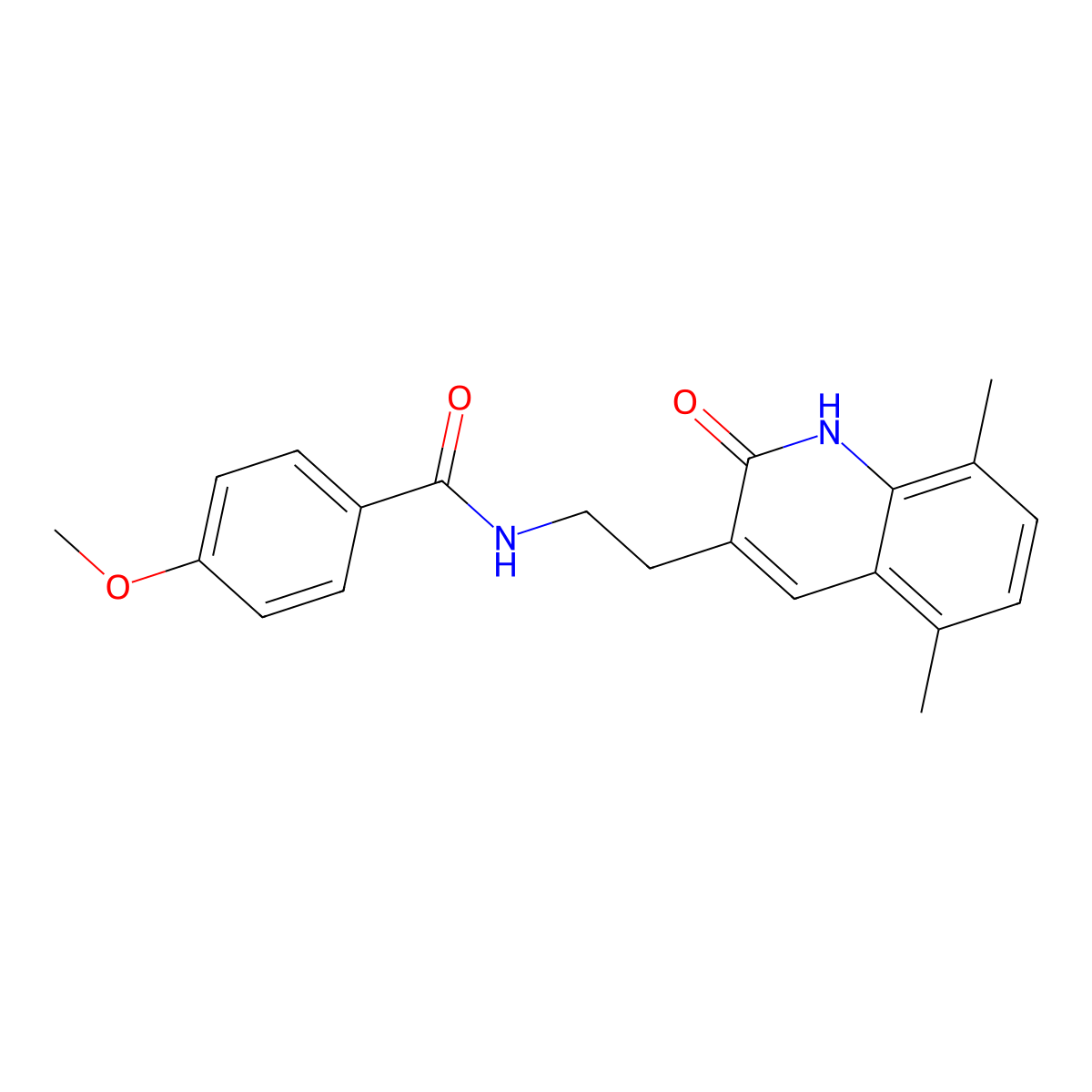 N-(2-(5,8-dimethyl-2-oxo-1,2-dihydroquinolin-3-yl)ethyl)-4-methoxybenzamide molecular structure, CAS 851406-37-6