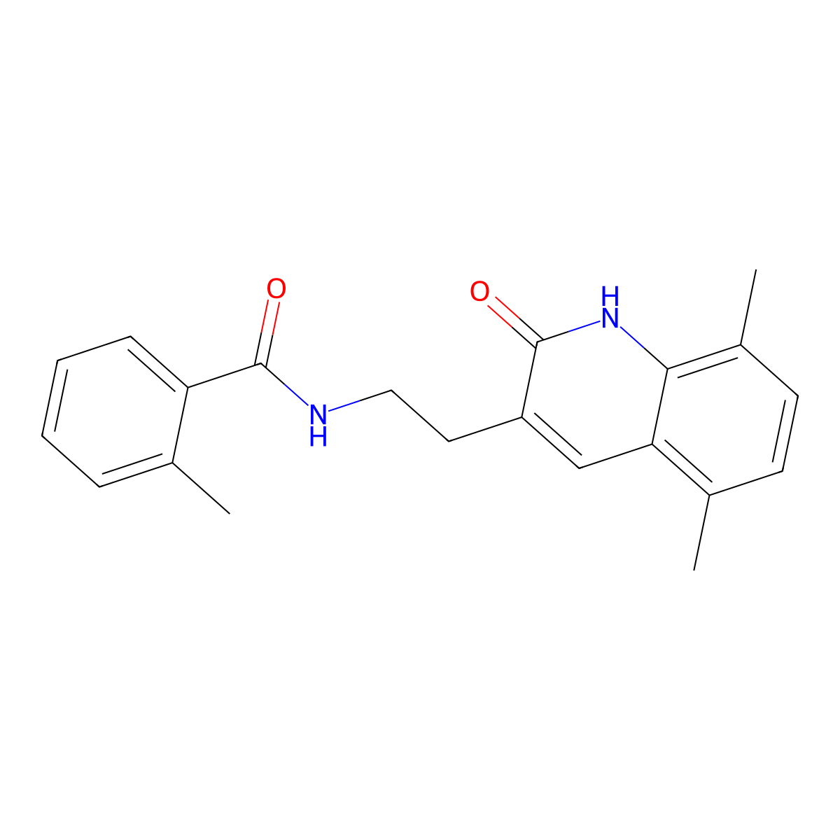N-(2-(5,8-dimethyl-2-oxo-1,2-dihydroquinolin-3-yl)ethyl)-2-methylbenzamide molecular structure, CAS 851406-44-5