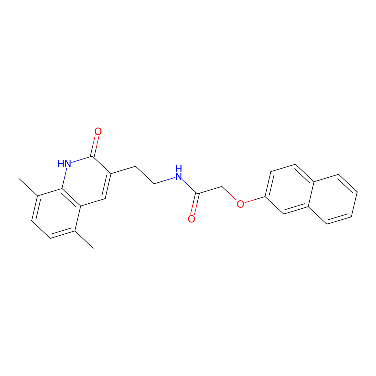 N-(2-(5,8-dimethyl-2-oxo-1,2-dihydroquinolin-3-yl)ethyl)-2-(naphthalen-2-yloxy)acetamide molecular structure, CAS 851406-46-7