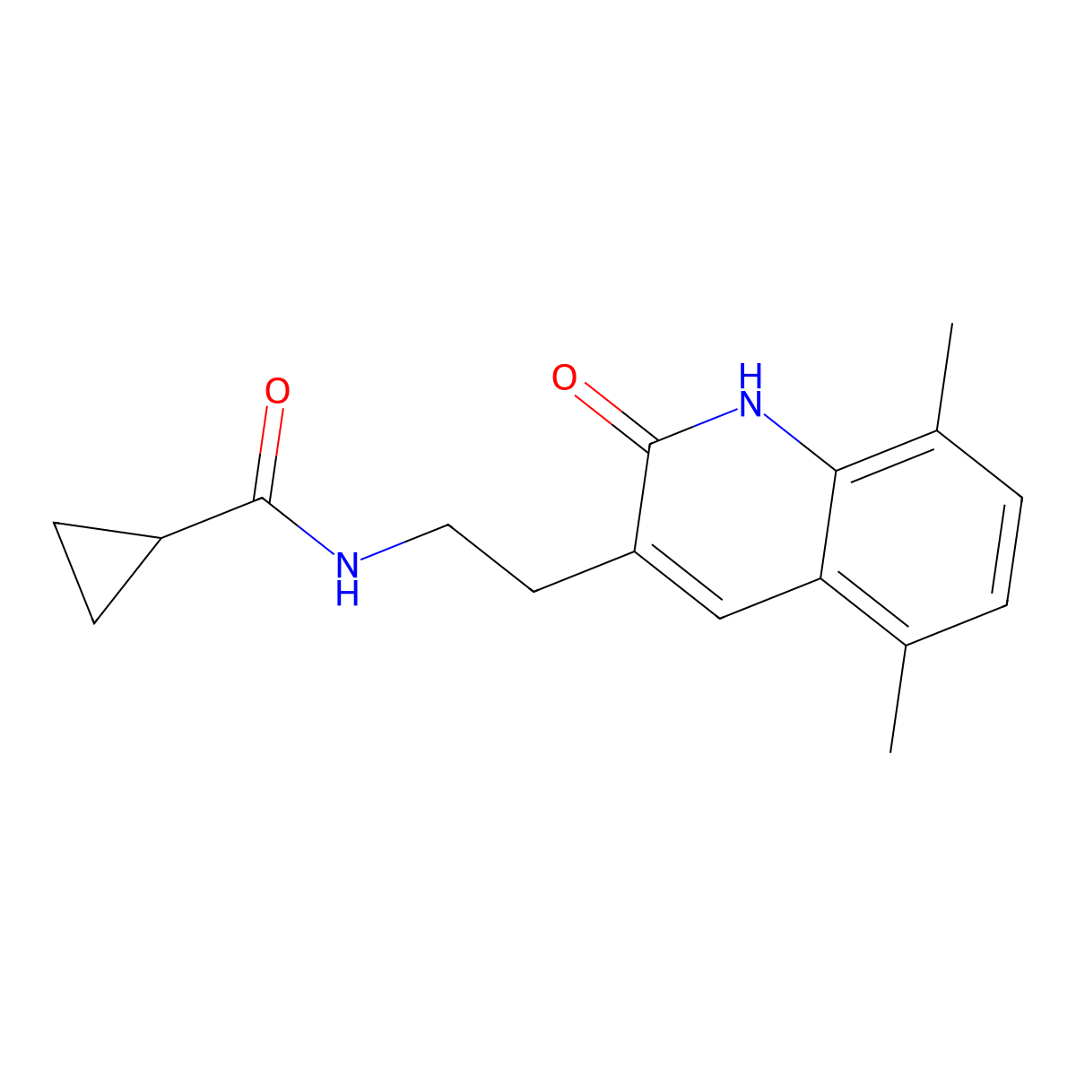 N-(2-(5,8-dimethyl-2-oxo-1,2-dihydroquinolin-3-yl)ethyl)cyclopropanecarboxamide molecular structure, CAS 851406-53-6