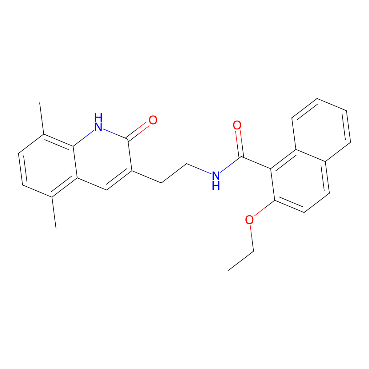 N-(2-(5,8-dimethyl-2-oxo-1,2-dihydroquinolin-3-yl)ethyl)-2-ethoxy-1-naphthamide molecular structure, CAS 851406-56-9