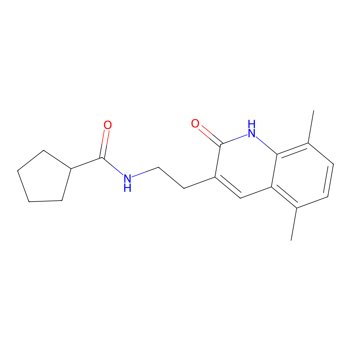 N-(2-(5,8-dimethyl-2-oxo-1,2-dihydroquinolin-3-yl)ethyl)cyclopentanecarboxamide molecular structure, CAS 851406-59-2